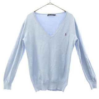 ラルフローレン(Ralph Lauren)のラルフローレン Vネック長袖コットンニット L ブルー RALPH LAUREN セーター レディース 【中古】  【221028】(ニット/セーター)