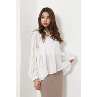 リエンダ(rienda)のrienda　リエンダ　Pleats skipper TOP　ホワイト　白(シャツ/ブラウス(長袖/七分))