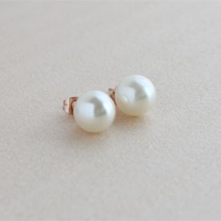 一粒10mmパール・ピアス・ピンクゴールド色(ピアス)