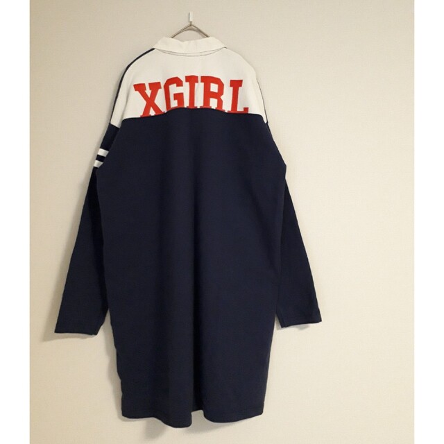 X-girl バックロゴ ラガーシャツ ワンピース