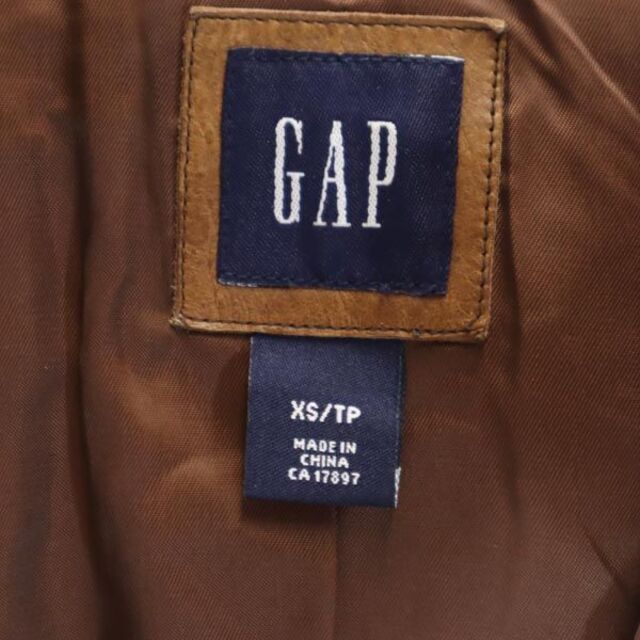 GAP - ギャップ 牛革 ノーカラー レザージャケット XS ベージュ系 GAP