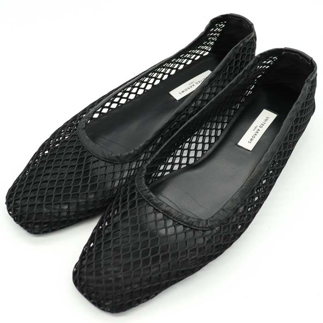 UNITED ARROWS(ユナイテッドアローズ)のユナイテッドアローズ メッシュパンプス 日本製 スクエアトゥ フラットシューズ 靴 黒 レディース 36.5サイズ ブラック UNITED ARROWS レディースの靴/シューズ(ハイヒール/パンプス)の商品写真