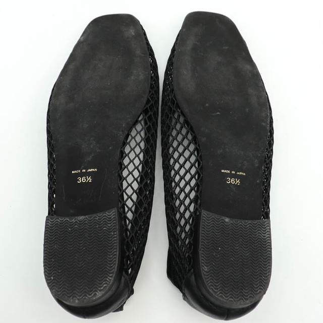 ユナイテッドアローズ メッシュパンプス 日本製 スクエアトゥ フラットシューズ 靴 黒 レディース 36.5サイズ ブラック UNITED ARROWS