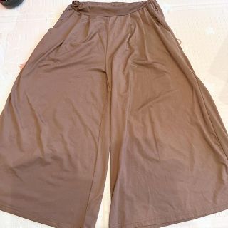 カレイ(karei)の微起毛　ふわ暖　ガウチョパンツ　ワイドパンツ　ブラウン　M(カジュアルパンツ)