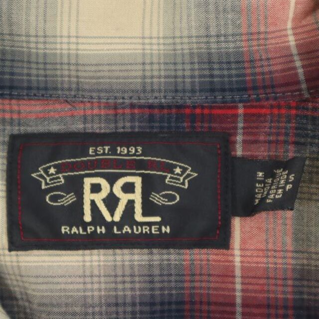 RRL 1ツ星 オープンカラー オンブレチェック 長袖 シャツ S 赤×グレー