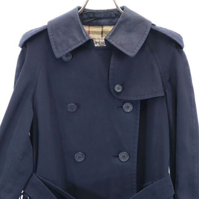 【中古】 バーバリー 90s ロング トレンチ コート S ネイビー BURBERRY ノバチェック 日本規格 レディース 【R221015】