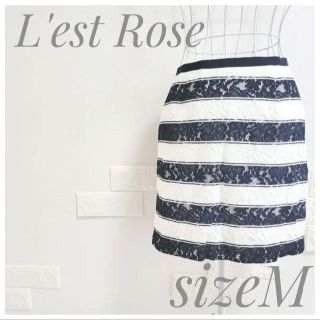 レストローズ(L'EST ROSE)の美品 レストローズ L'estRose 花柄 レーススカート タイトスカート(ミニスカート)