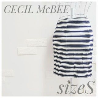 セシルマクビー(CECIL McBEE)の美品 CECILMcBEE セシルマクビー ボーダー タイトスカート(ミニスカート)