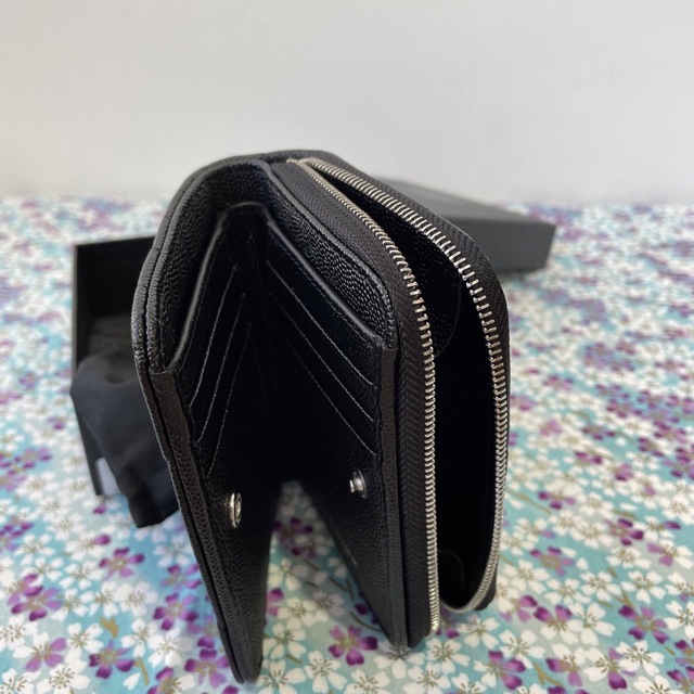 SAINT LAURENT PARIS 財布 二つ折りキルティングレザーブラック-