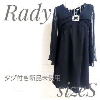 レディー(Rady)のタグ付き新品未使用 Rady ビジューシフォン袖ワンピース フロントビジュー(ミニワンピース)