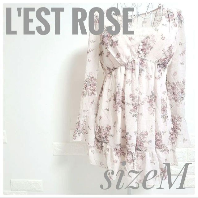 L'EST ROSE(レストローズ)の美品 LESTROSE レストローズ 薔薇柄 チュニック ミニワンピース レディースのトップス(チュニック)の商品写真