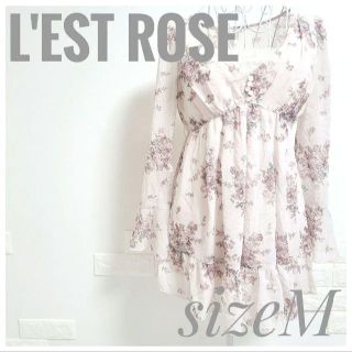 レストローズ(L'EST ROSE)の美品 LESTROSE レストローズ 薔薇柄 チュニック ミニワンピース(チュニック)