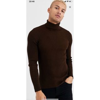 エイソス(asos)のASOS(エイソス)ブラウン リブ ロールネック スリムフィット M(ニット/セーター)