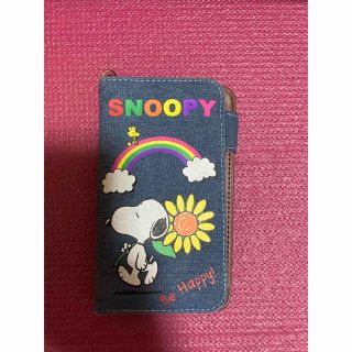 スヌーピー(SNOOPY)の♣スヌーピー　SNOOPY 携帯ケース　スマホケース　手帳型黒(モバイルケース/カバー)