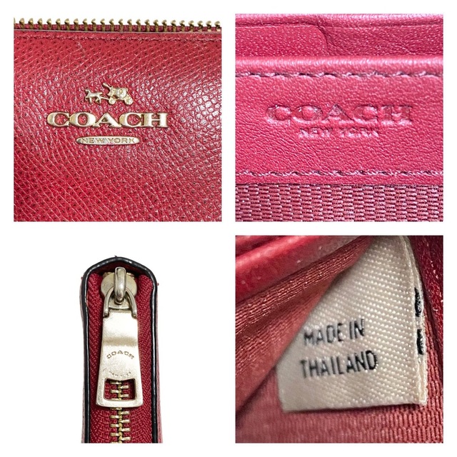 COACH(コーチ)の【コーチ】ラウンドジップ長財布　レザー　レッド レディースのファッション小物(財布)の商品写真