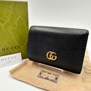 グッチ(Gucci)の✨極美品✨GUCCI 三つ折り財布 コンパクGG マーモント レザー ブラック(財布)