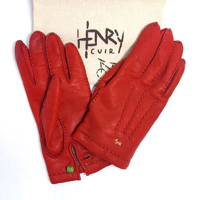 HENRY CUIR✨アンリークイール カシミヤ100％ レザーグローブ 革手袋