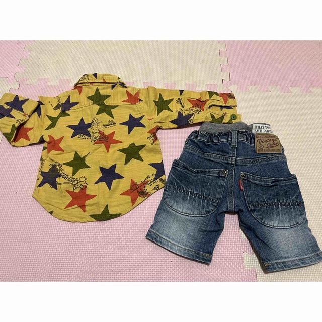 JUNK STORE(ジャンクストアー)のジャンクストア　デニムパンツと星柄シャツの2点セット キッズ/ベビー/マタニティのベビー服(~85cm)(パンツ)の商品写真