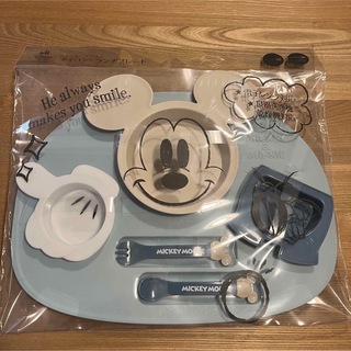 ディズニー(Disney)のさくら様専用　ミッキーアイコンランチプレート(離乳食器セット)
