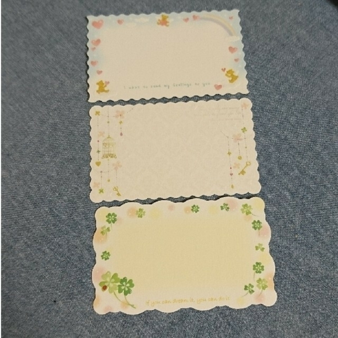 メッセージカード3種類12枚セットA ミニカード名刺サイズ 浮き出し加工ケント紙 ハンドメイドの文具/ステーショナリー(カード/レター/ラッピング)の商品写真