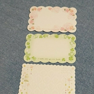 メッセージカード3種類12枚セットB ミニカード名刺サイズ 浮き出し加工ケント紙(カード/レター/ラッピング)