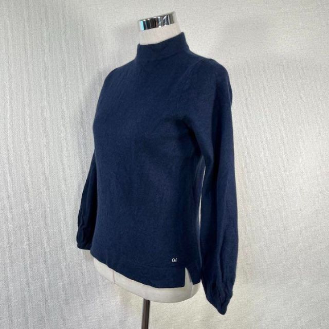 【美品】45R ニット セーター　縮絨ウール　インディゴ 藍染め　モックネック