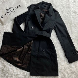 コーチ(COACH)の専用）COACHコーチ　裏地ロゴ柄トレンチコート　レディース　ブラックXS(その他)