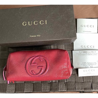 Gucci - ✨美品✨ GUCCI グッチ ポーチ レザー GG柄 ピンクの通販｜ラクマ