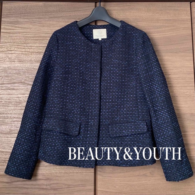 BEAUTY&YOUTH UNITED ARROWS(ビューティアンドユースユナイテッドアローズ)のbeauty&youth  ツイードノーカラージャケット　フォーマル レディースのジャケット/アウター(ノーカラージャケット)の商品写真