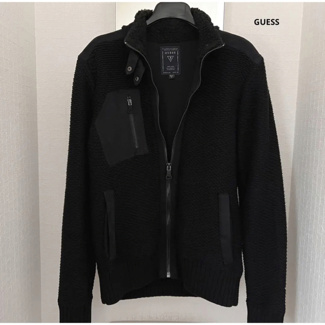 GUESS(ゲス)のGUESS スウェード切替ニットセーターブルゾン【未使用】 メンズのジャケット/アウター(ブルゾン)の商品写真