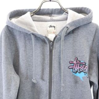 【超美品】 stussy ジップアップパーカー　レディース　長袖　グレー