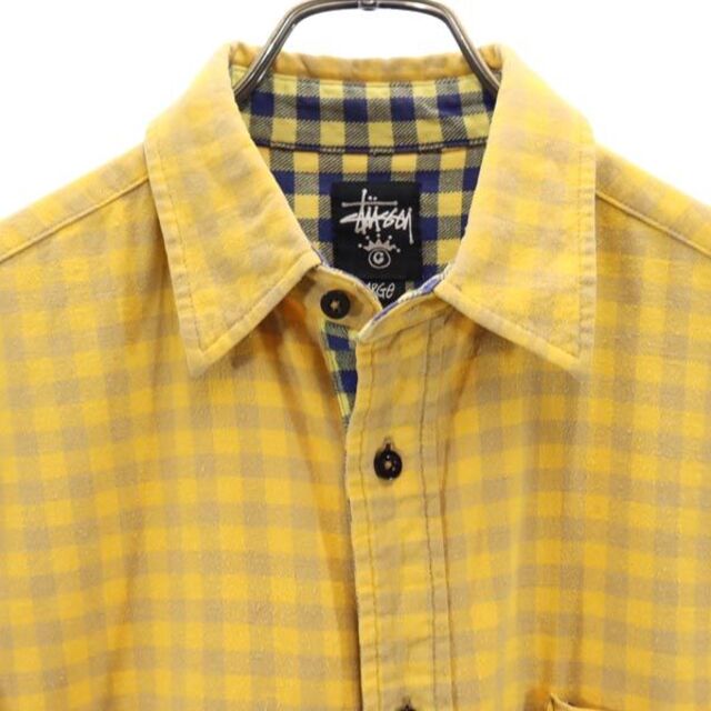 STUSSY - ステューシー チェック 長袖 シャツ L イエロー系 STUSSY