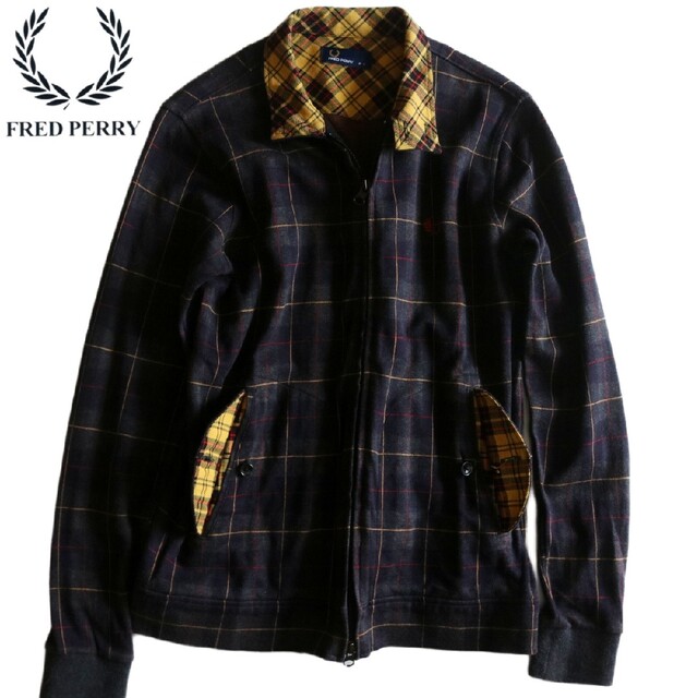 FRED PERRY(フレッドペリー)の【FRED PERRY】ブルゾン　チェック　差し色イエローチェック　ロゴ　S★ メンズのジャケット/アウター(ブルゾン)の商品写真