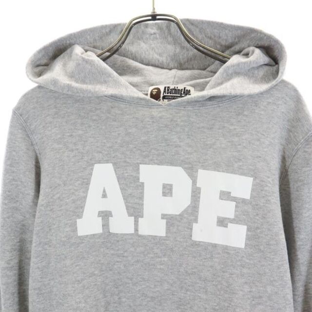 アベイシングエイプ ロゴプリント スウェットパーカー S グレー A BATHING APE レディース  【220924】