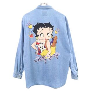 ベティブープ バックプリント 長袖 デニムシャツ M BETTY BOOP ベティちゃん メンズ  【220930】