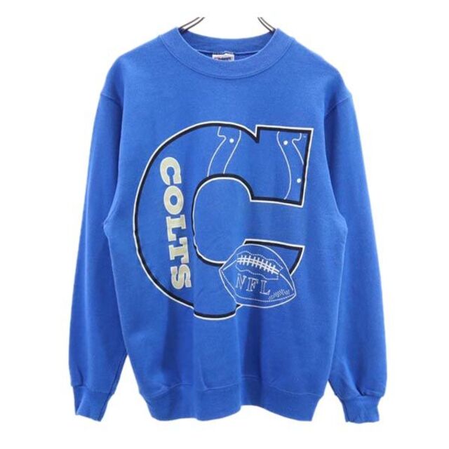 ヘインズ 80s ヴィンテージ USA製 NFL コルツ スウェット M ブルー系 Hanes COLTS 裏起毛 長袖 トレーナー メンズ  【220930】