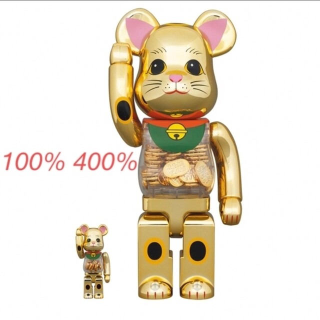 ハンドメイドBE@RBRICK 招き猫 小判 100％ & 400％