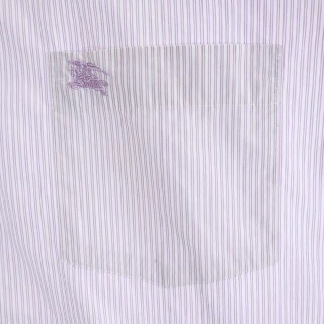 BURBERRY - バーバリー ストライプ柄 長袖 シャツ 40 白×紫 BURBERRY 