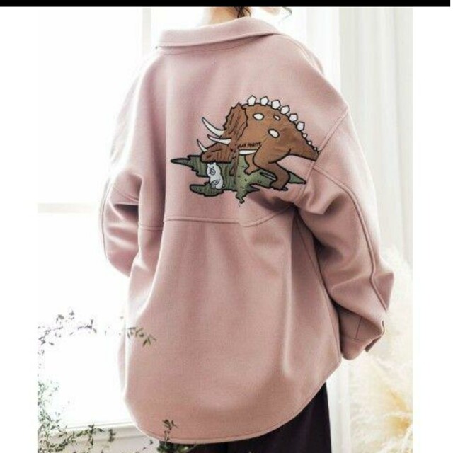 スカラーパリティ　恐竜刺繍コート　フェイクウールジャケット　アウター