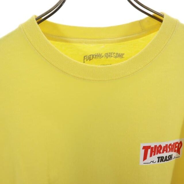 ファッキンオーサム バックプリント 長袖 Tシャツ M 黄 FUCKING