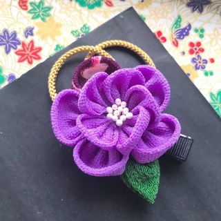 紫　パープル　スミレ　お花の髪飾り　ヘアクリップ  ひな祭り　卒業式　卒園式　袴(ヘアアクセサリー)