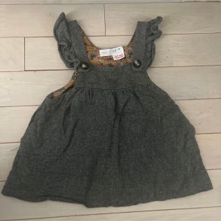 ザラキッズ(ZARA KIDS)のZARA ワンピース　80  12m 18m グレー　ジャンパースカート　85(ワンピース)