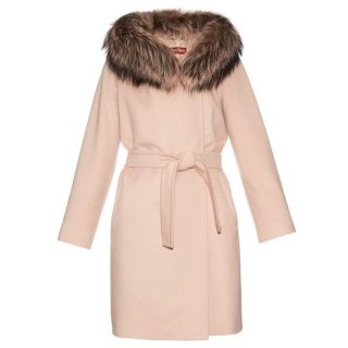 マックスマーラ(Max Mara)の【美品】Max MaraマックスマーラMANGOコート42ファーピンクウール(ロングコート)