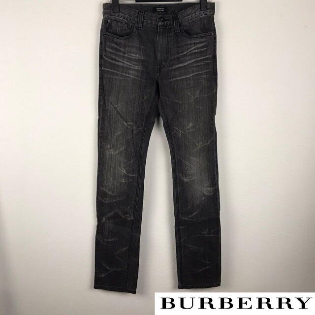 美品 BURBERRY BLACK LABEL ストレートデニム ブラック