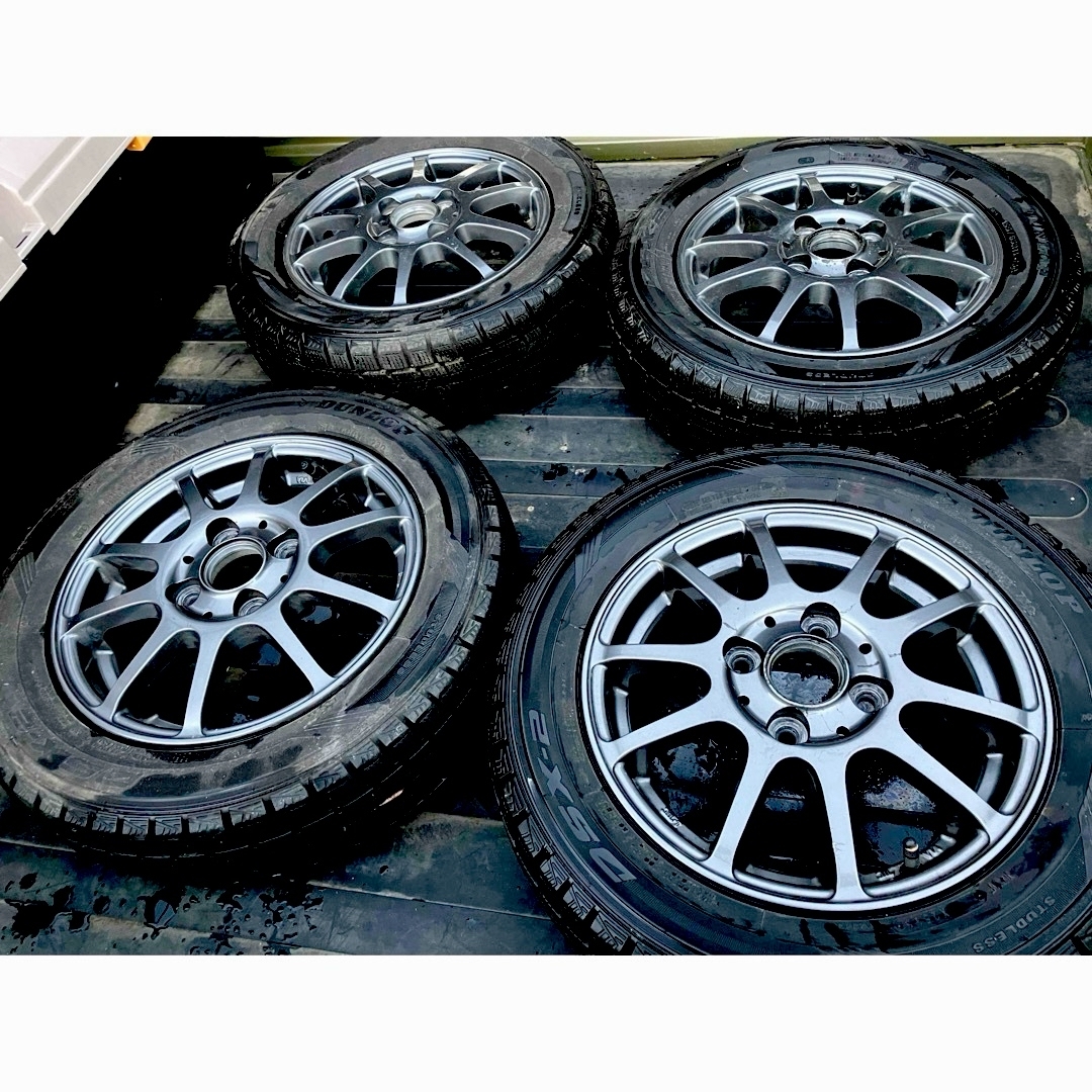 バリ山　スタッドレスタイヤ　4本セット　ホイール付　日本製　155/65R13パーツ