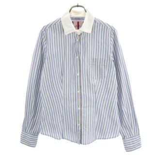 マックスマーラ(Max Mara)のマックスマーラ ウィークエンドライン ストライプ 長袖 シャツ グレー×ブルー MAX MARA レディース  【220909】 【中古】(シャツ/ブラウス(半袖/袖なし))