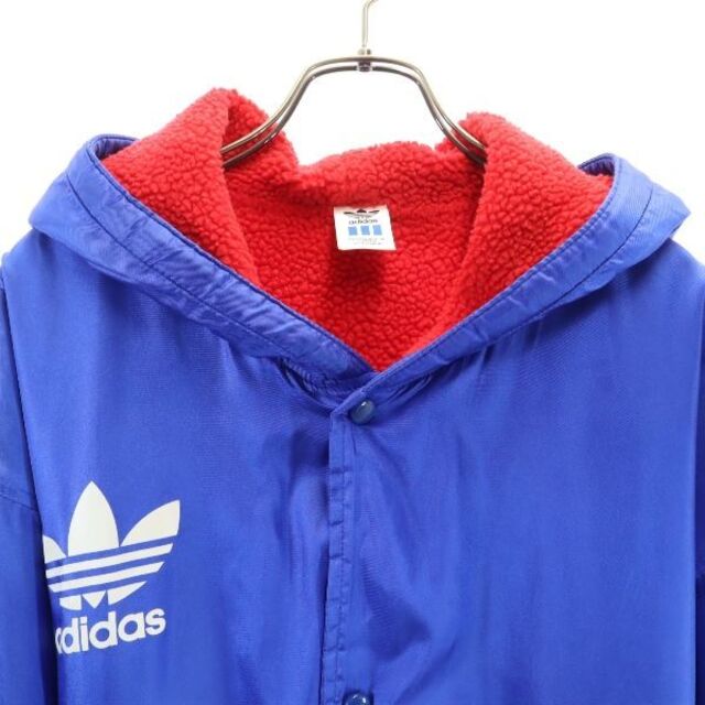 アディダス 80s-90s デサント製 ナイロン トレフォイル ベンチコート M 青 adidas スポーツ 裏ボア ヴィンテージ メンズ 【R220919】 4