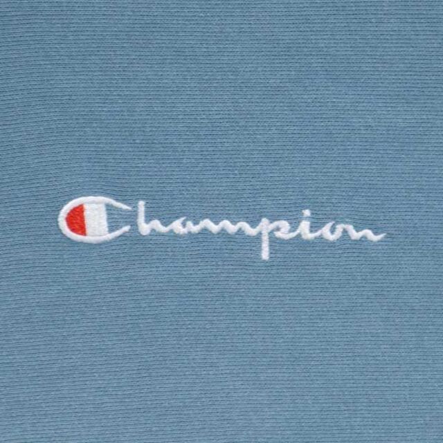 チャンピオン 青単 復刻 リバースウィーブ ロゴ刺繍 スウェット トレーナー M 水色 Champion 裏起毛 メンズ  【220910】 6