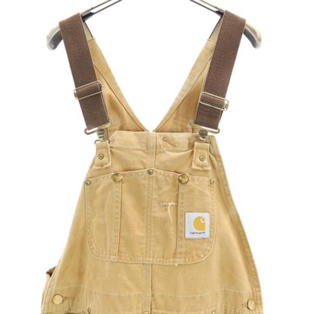 carhartt - 90s カーハート ブラウンダック オーバーオール ベージュ Carhartt ボタンフライ メンズ 【中古