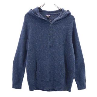 パタゴニア(patagonia)のパタゴニア 50565 ネップ地 ハーフボタン ニット パーカー M ネイビー系 patagonia ラグラン レディース  【220916】 【中古】(ニット/セーター)